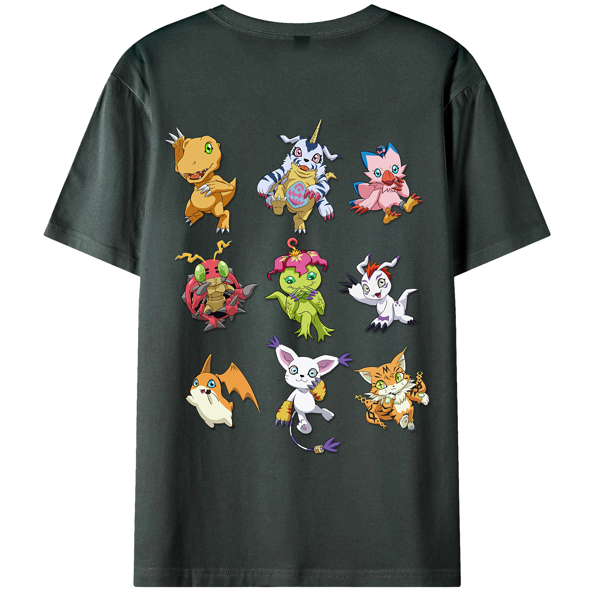 （画像用） Digimon デジタルモンスター/デジモン 綿100％ メンズ半袖Tシャツ（バックプリント） 通気性